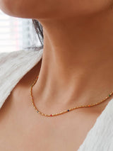 Womens 18K Gold Non-Tarnish Petite Beaded Necklace