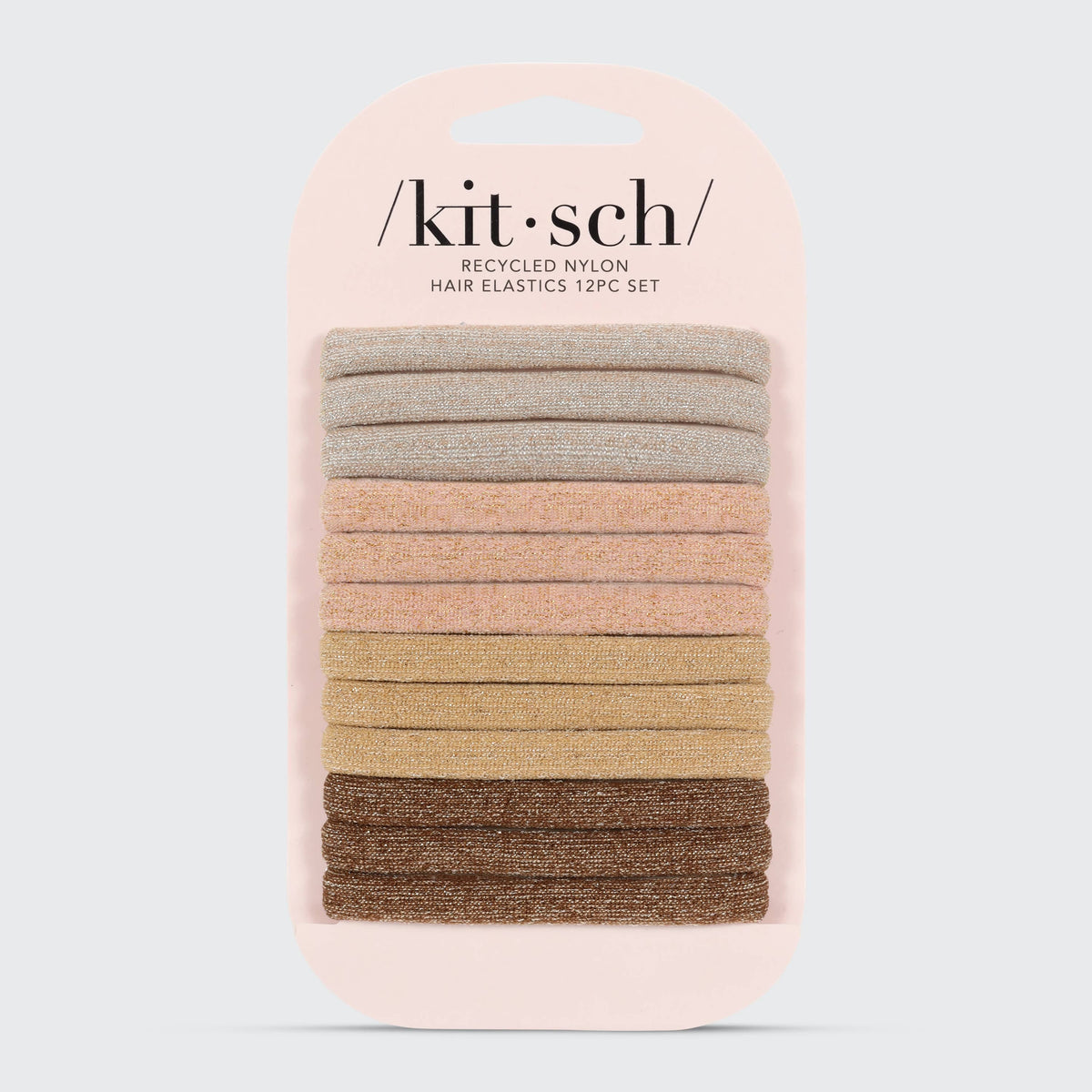 KITSCH - Recycled Nylon Glitter Medium Elastics 12pc- Neutral KITSCH