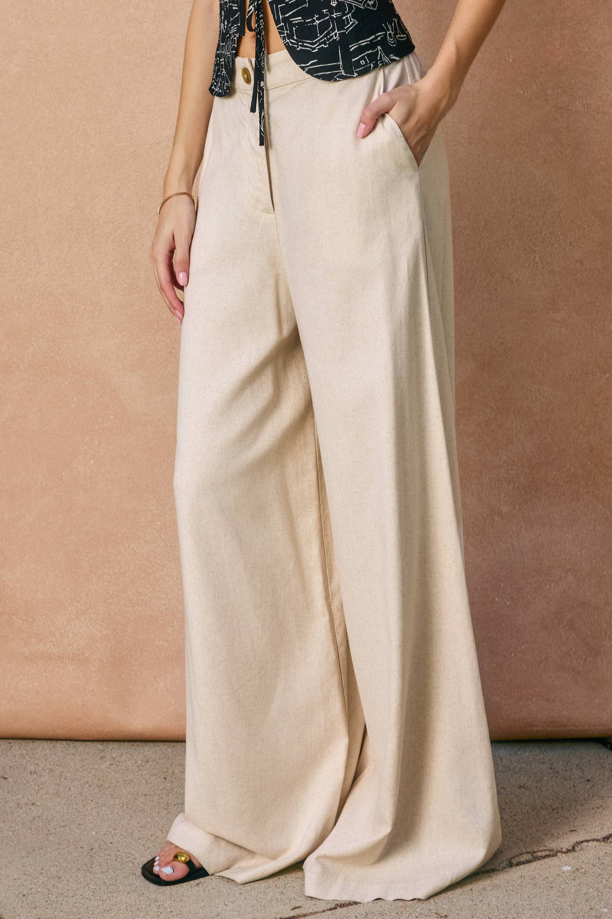 Women's Linen Blend Wide Leg Pants
