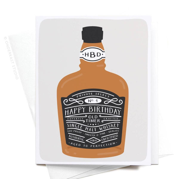 Onderkast Studio - Happy Birthday Whiskey Bottle Greeting Card Onderkast Studio