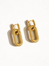 Womens 8K Non-Tarnish Double Chain Hoop Earring