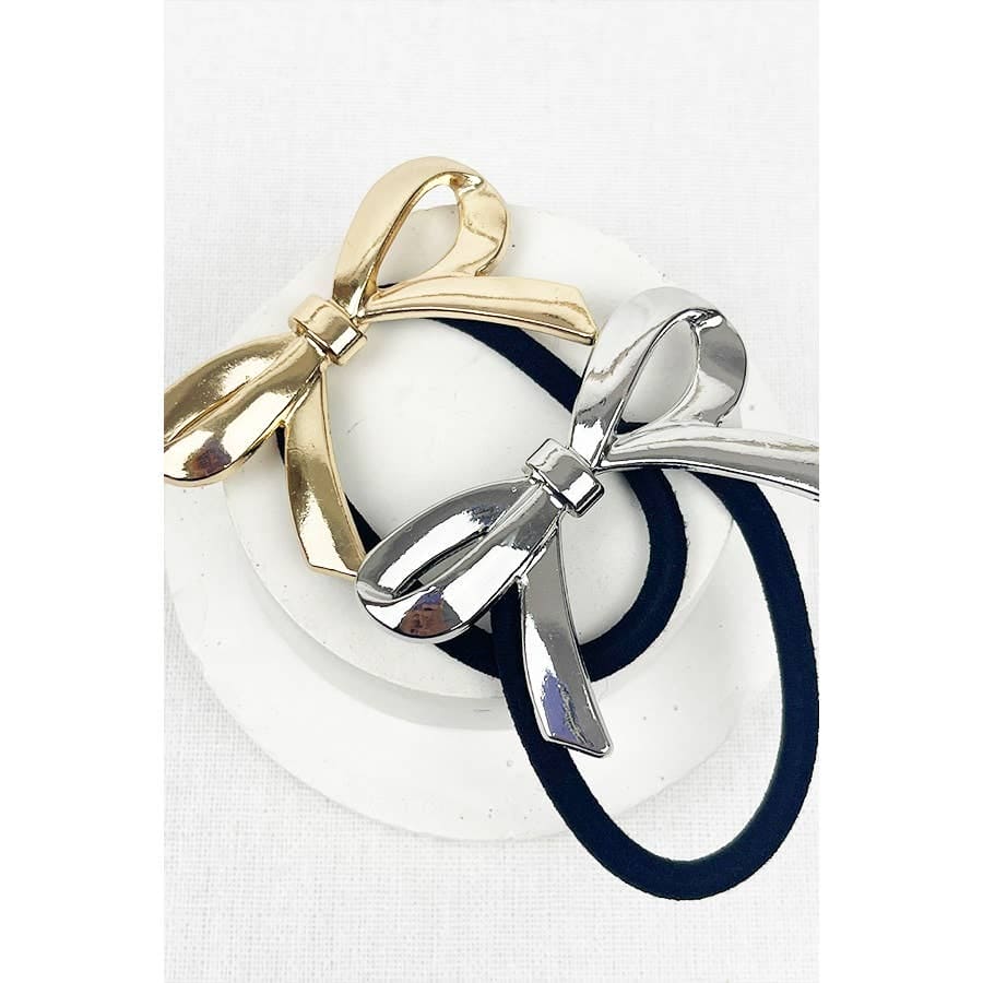 Large  Metal Bow Ponytail Holder Love and Repeat