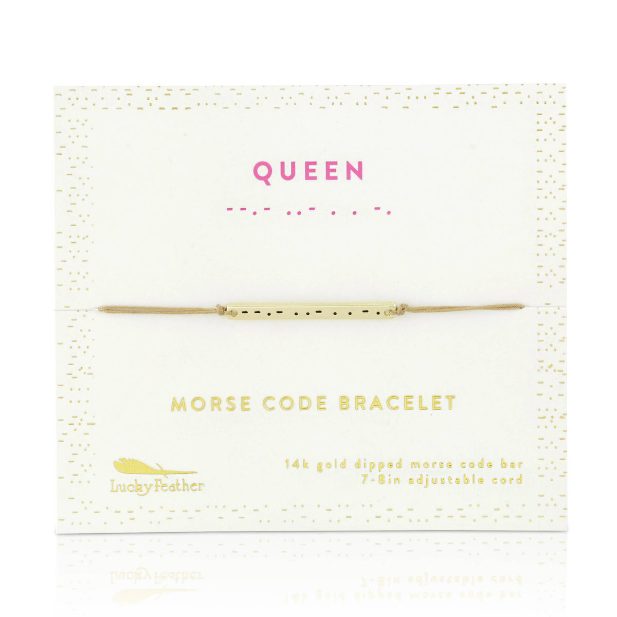 Lucky Feather - Morse Code Bar Bracelet - QUEEN