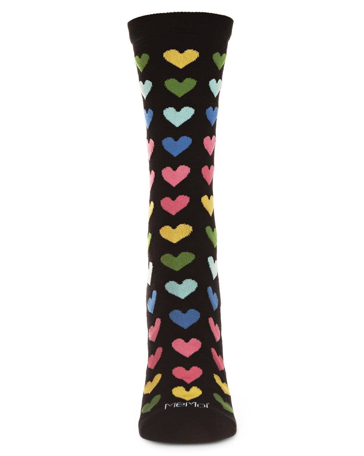 Multicolored Hearts Bamboo Crew Women's Socks