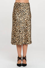 Renee C. - Made in USA Leopard Print A Line Midi Skirt Renee C.