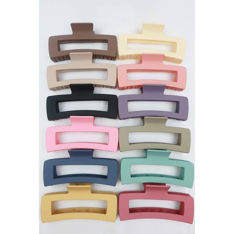 Matte Jumbo Cut Out Rectangle Hair Claw Love and Repeat