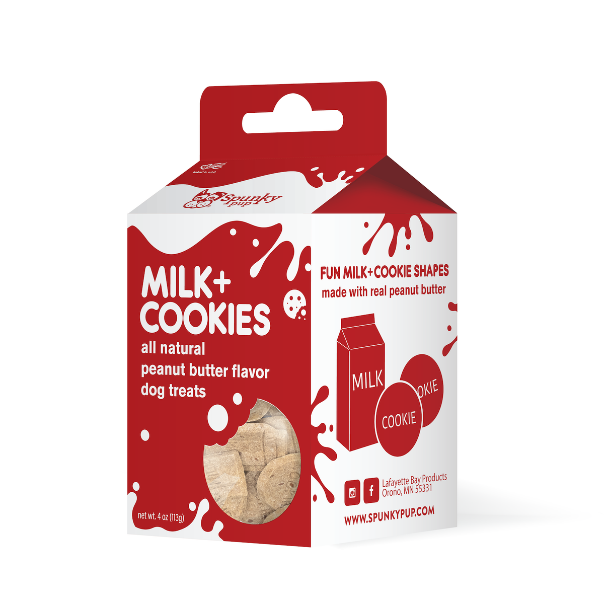 Spunky Pup - Milk & Cookies, Dog Treats, Peanut Butter, 4 oz Spunky Pup