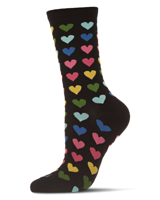 Multicolored Hearts Bamboo Crew Women's Socks