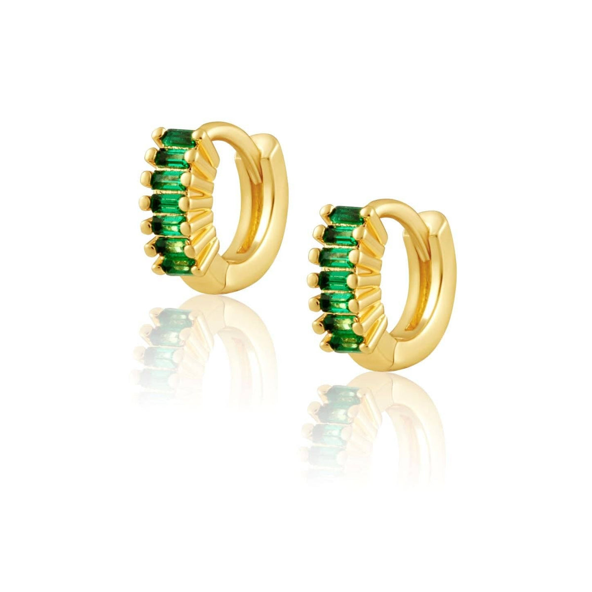 Sahira Jewelry Design - Viola Emerald CZ Huggies Sahira Jewelry Design