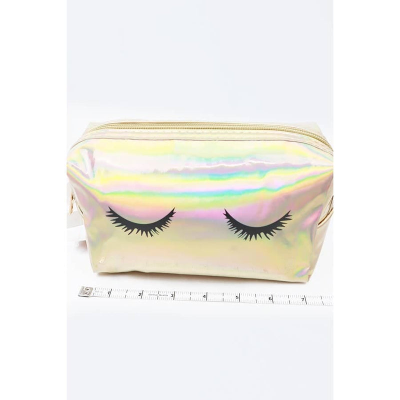 Eyelash Print Holographic Cosmetic Pouch Love and Repeat