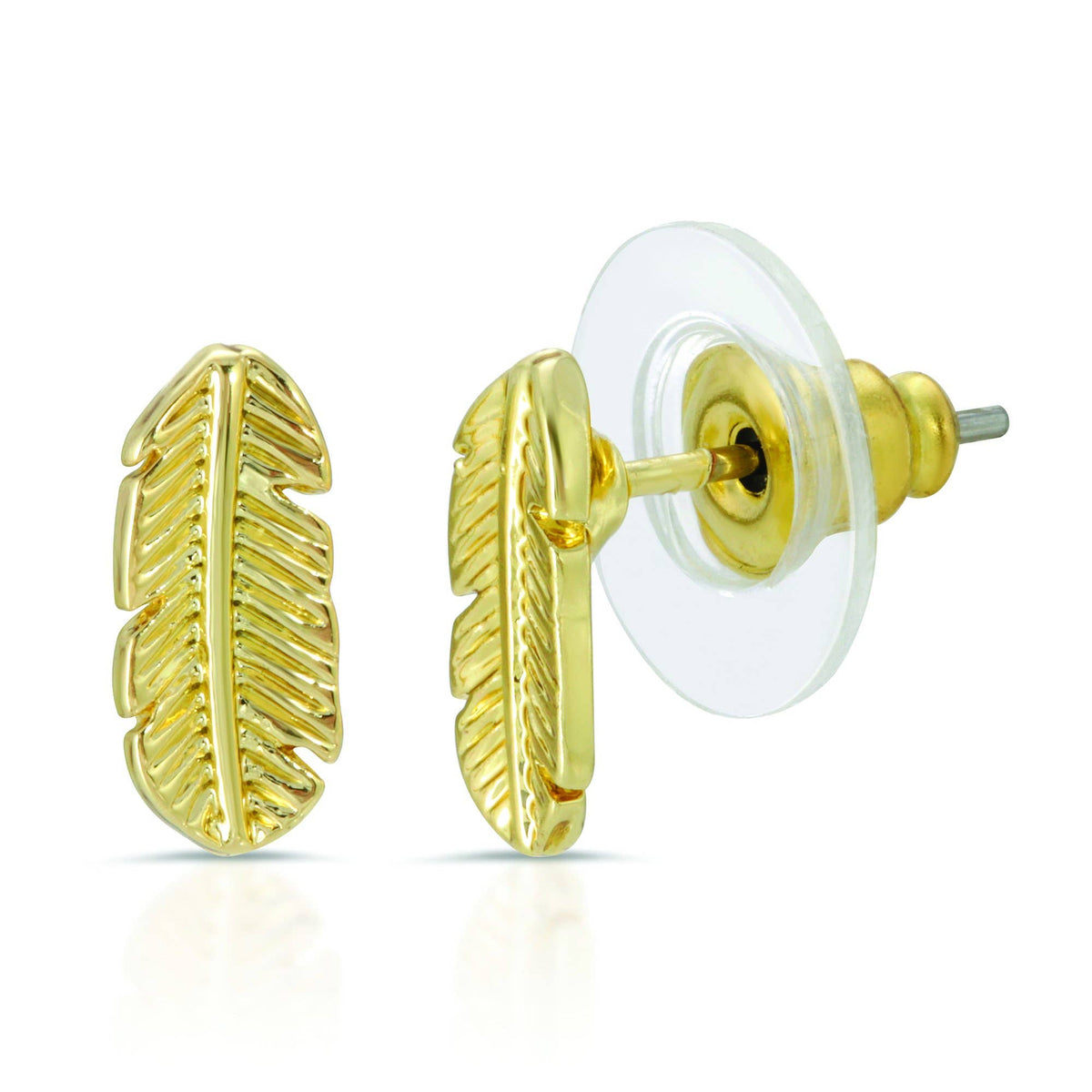 Lucky Feather - New Moon Gold Earrings - NATURAL BEAUTY/LEAF