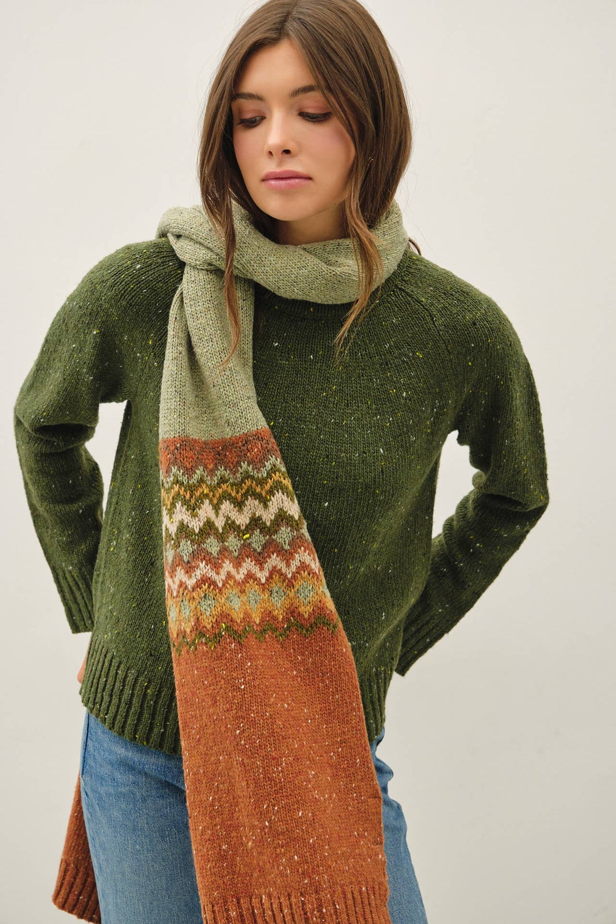 Fair Isle Chunky Knit Scarf