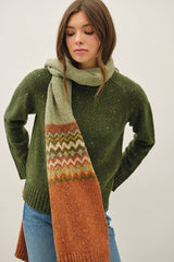 Fair Isle Chunky Knit Scarf