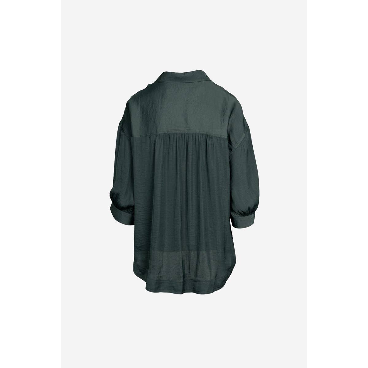 Womens Oversized 3/4 Sleeve Button-Up Blouse