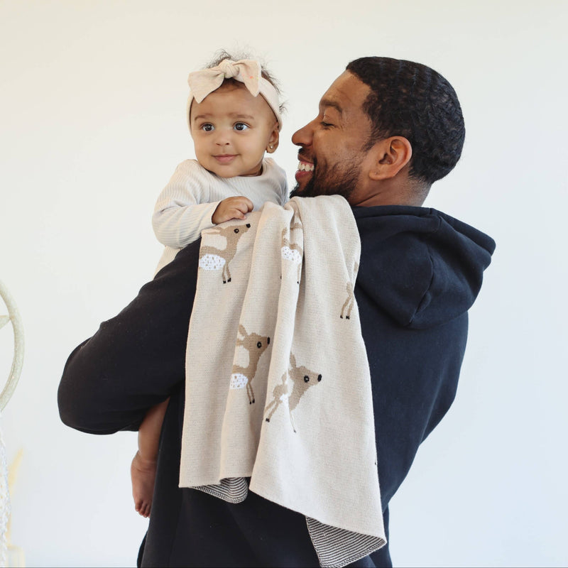 Bleu La La - 100% Luxury Cotton Receiving Swaddle Baby Blanket - Deer Bleu La La