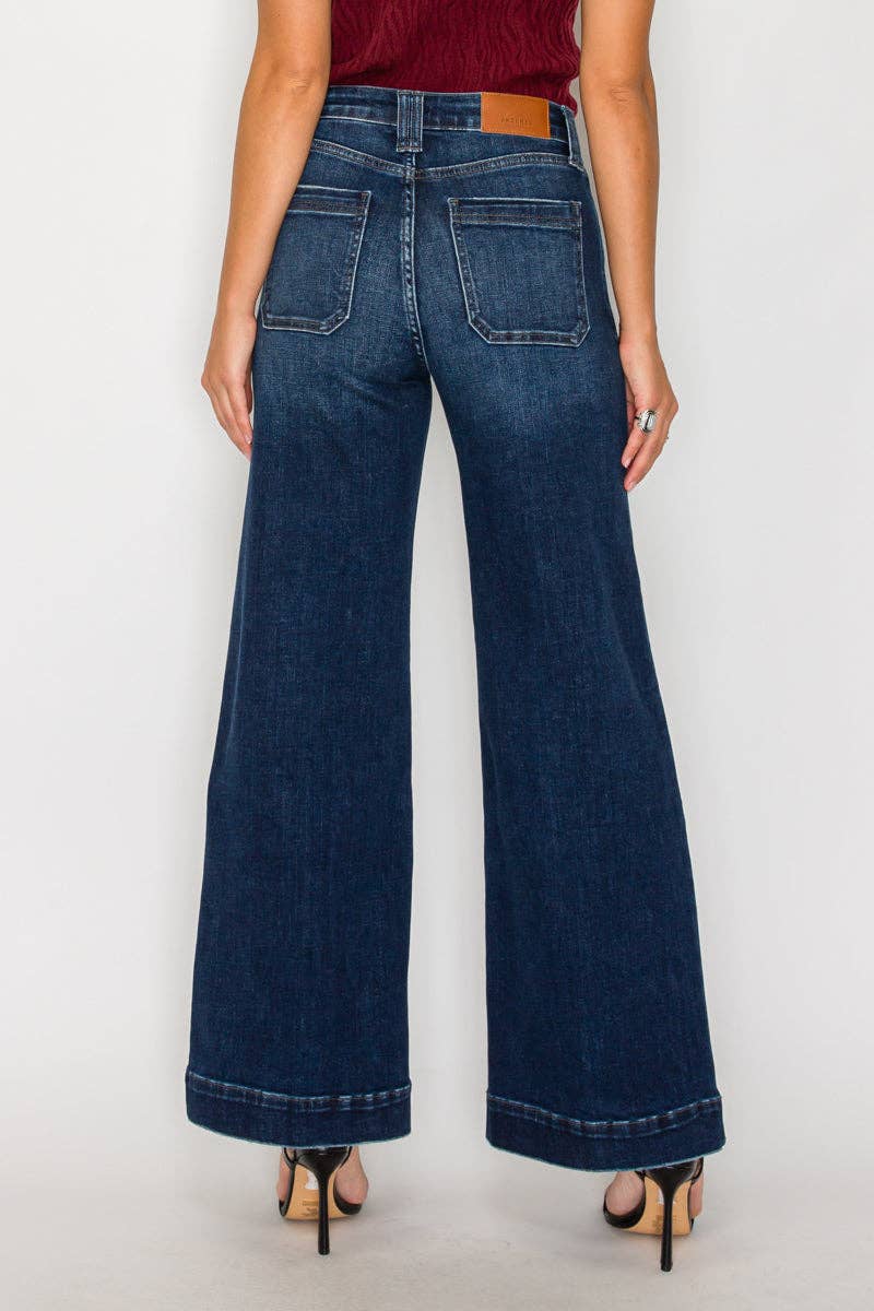 High-Rise Tummy-Control Wide-Leg Jeans