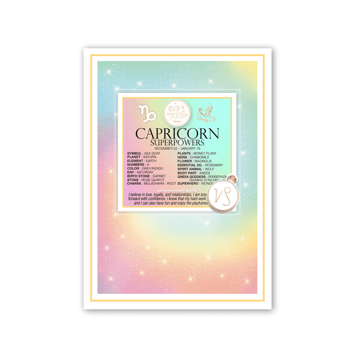 CHARMED ZODIAC CAPRICORN GREETING CARD + CHARM warm human