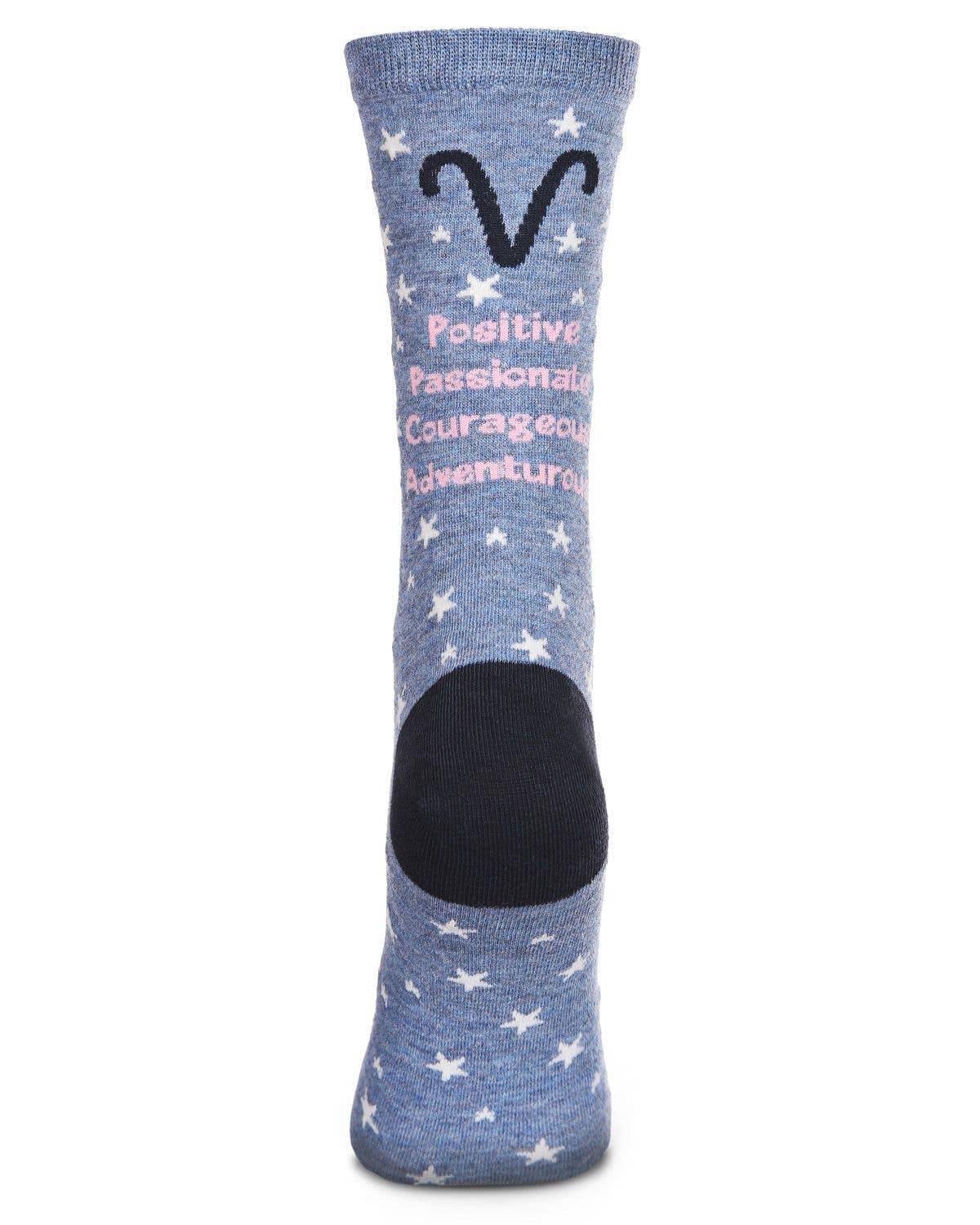 Aries Zodiac Sign Crew Sock: 9 - 11 / Denim Heather - Kindred & Crew