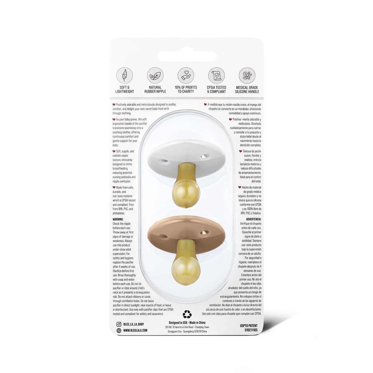 Bleu La La - Luladream Pacifier + Clip Collection - Natural Rubber Nipple Bleu La La