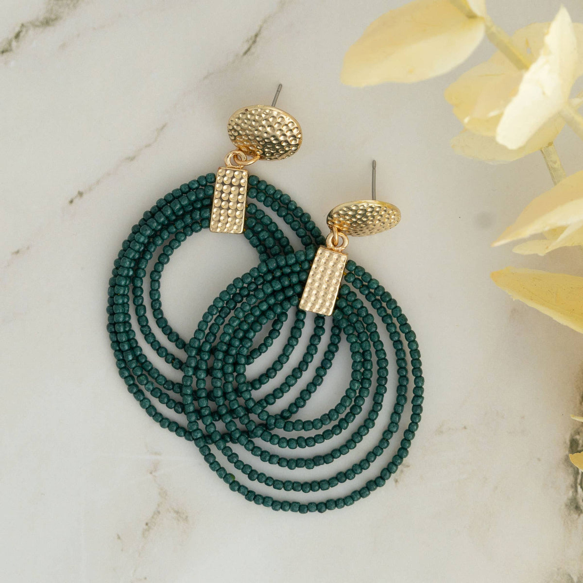 Elsie & Zoey - Marise Hoop Seed Bead Nickel-Free Drop Earrings Elsie & Zoey