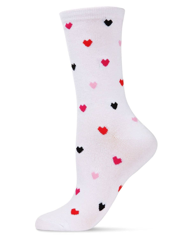 MeMoi Delicate Hearts Bamboo Crew Socks