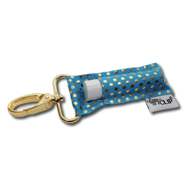 LippyClip Lip Balm Holder - Gold Dots on Turquoise LippyClip® Lip Balm Holder