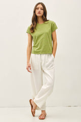 Women's Linen Barrel Pants - Sage