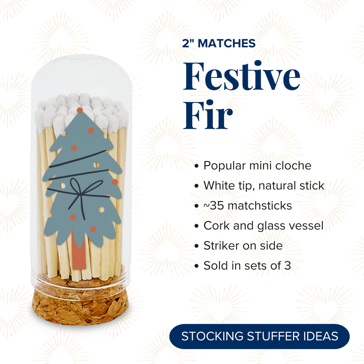 Thankful Greetings - Festive Fir Decorative Matches - Gifts & Stockings Thankful Greetings