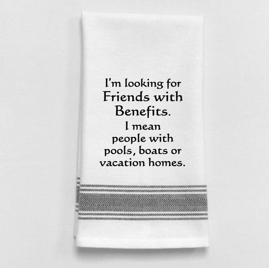 Wild Hare Designs - BB-I-395 White Kitchen Towel  "I'm looking for friends..." Wild Hare Designs