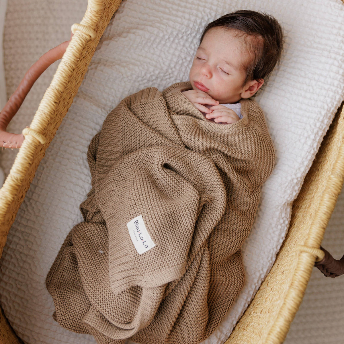 Bleu La La - Heritage Knit 100% Organic Cotton Swaddle Baby Blanket Bleu La La