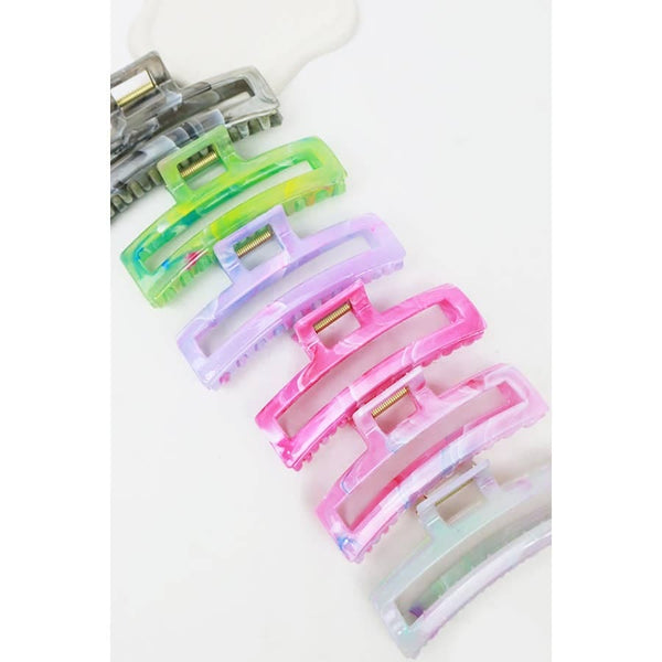 Shimmering Marbled Cut Out Rectangle Hair Claw Love and Repeat