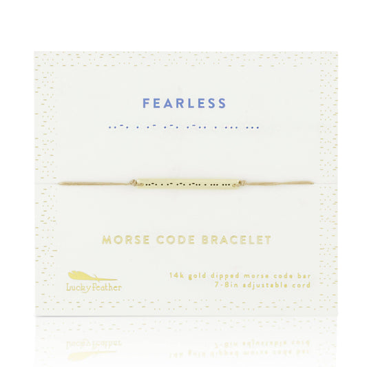 Lucky Feather - Morse Code Bar Bracelet - FEARLESS