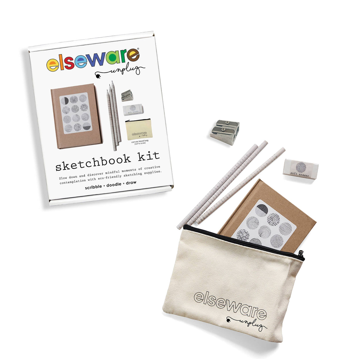 Sketchbook Art Kit - Doodle Set with Paper, Pencils and Bag