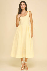 Womens Poplin Midi A Line Dress
