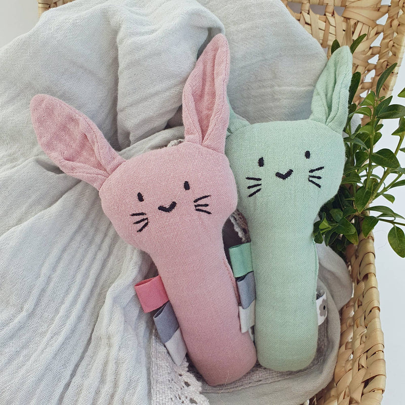 Summerville organic - Organic Soft Rattle Rabbit Pale Mauve Summerville organic