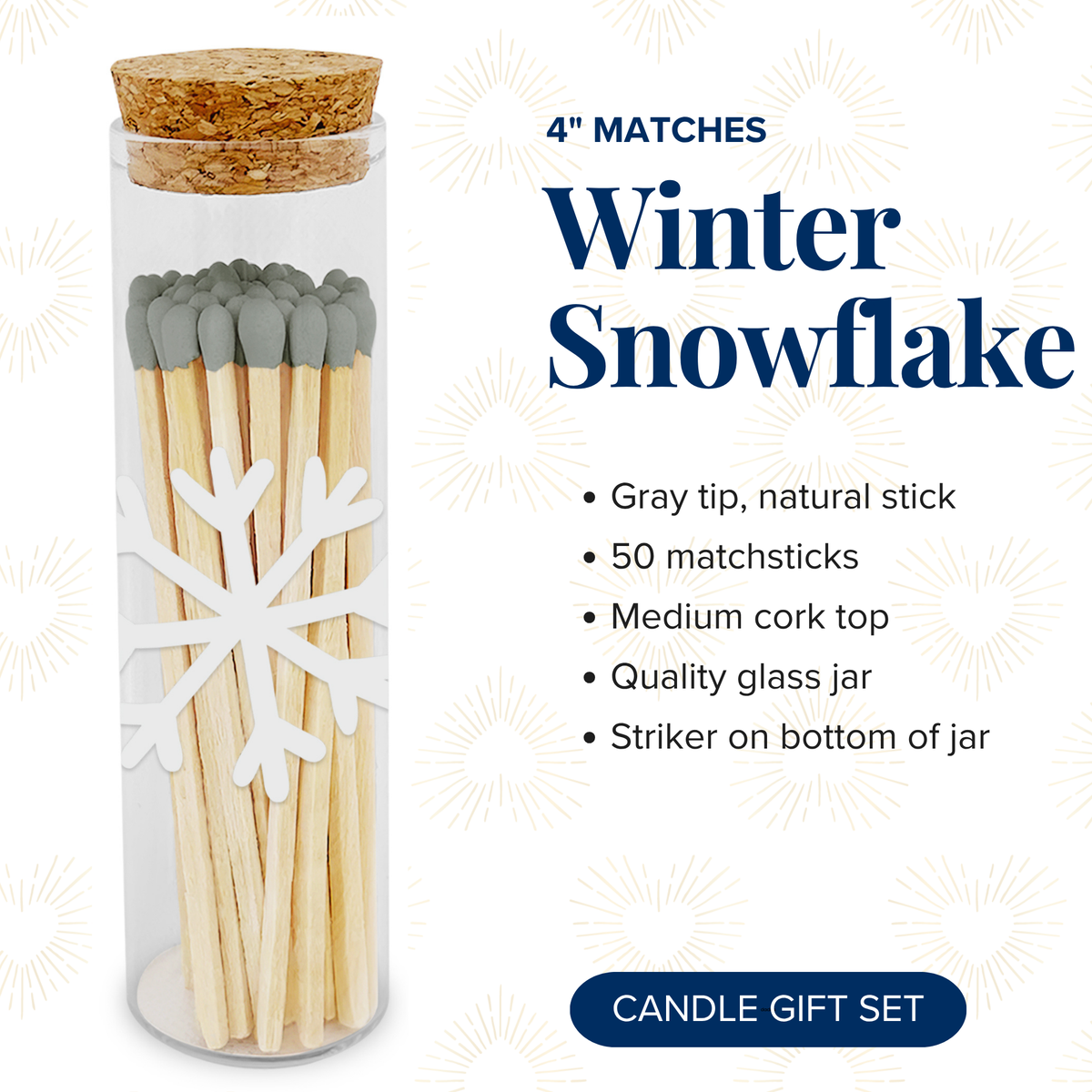 Thankful Greetings - Winter Snowflake Decorative Matches - Gifts & Stockings Thankful Greetings
