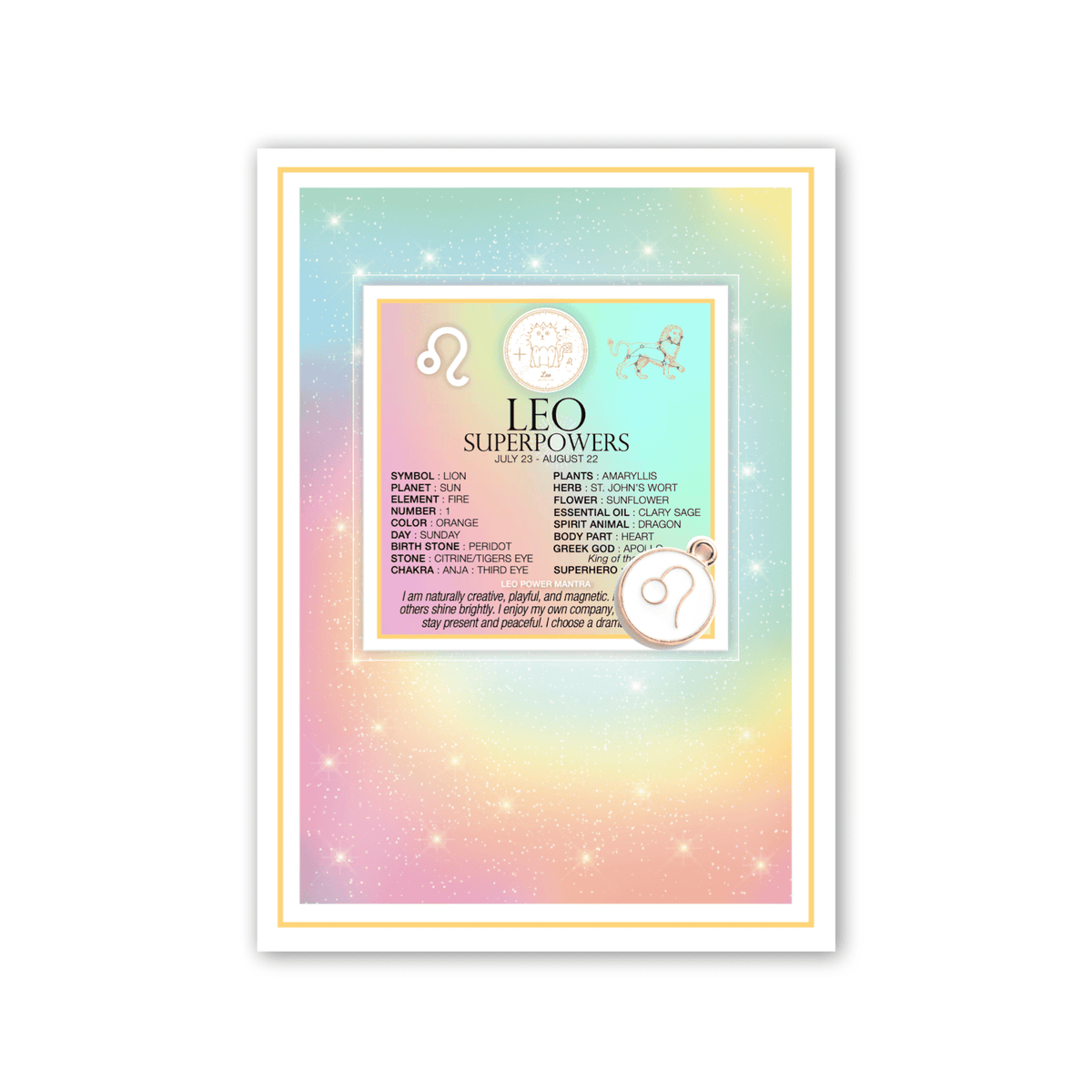 CHARMED ZODIAC LEO GREETING CARD + CHARM warm human