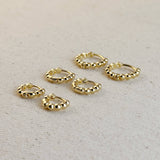 GoldFi - 18k Gold Filled Mini Beaded Clicker Hoop Earrings GoldFi