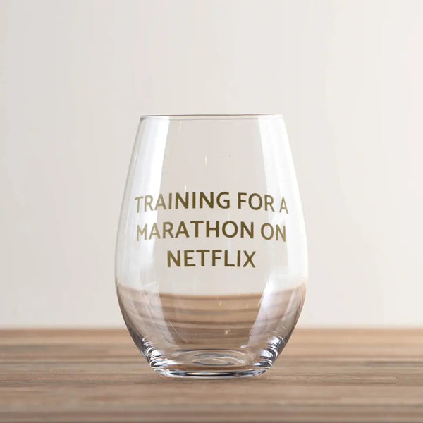 Tate + Zoey - Marathon Training Netflix Wine Glass 18 oz Tate + Zoey