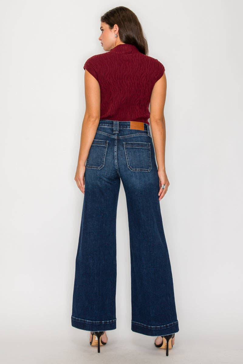 High-Rise Tummy-Control Wide-Leg Jeans