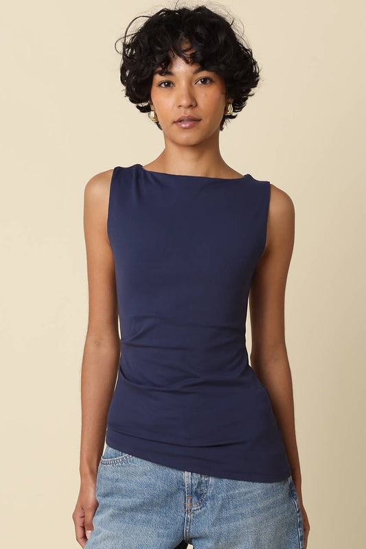 Women's  Asymmetrical Tank Top – Navy