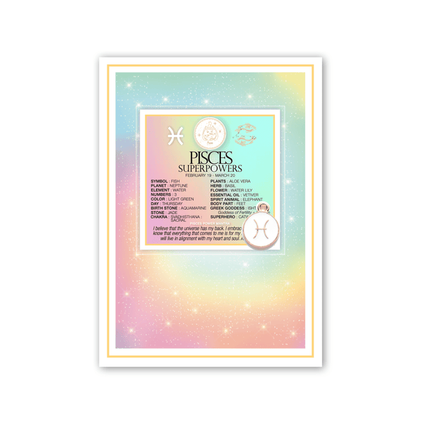 CHARMED ZODIAC PISCES GREETING CARD + CHARM