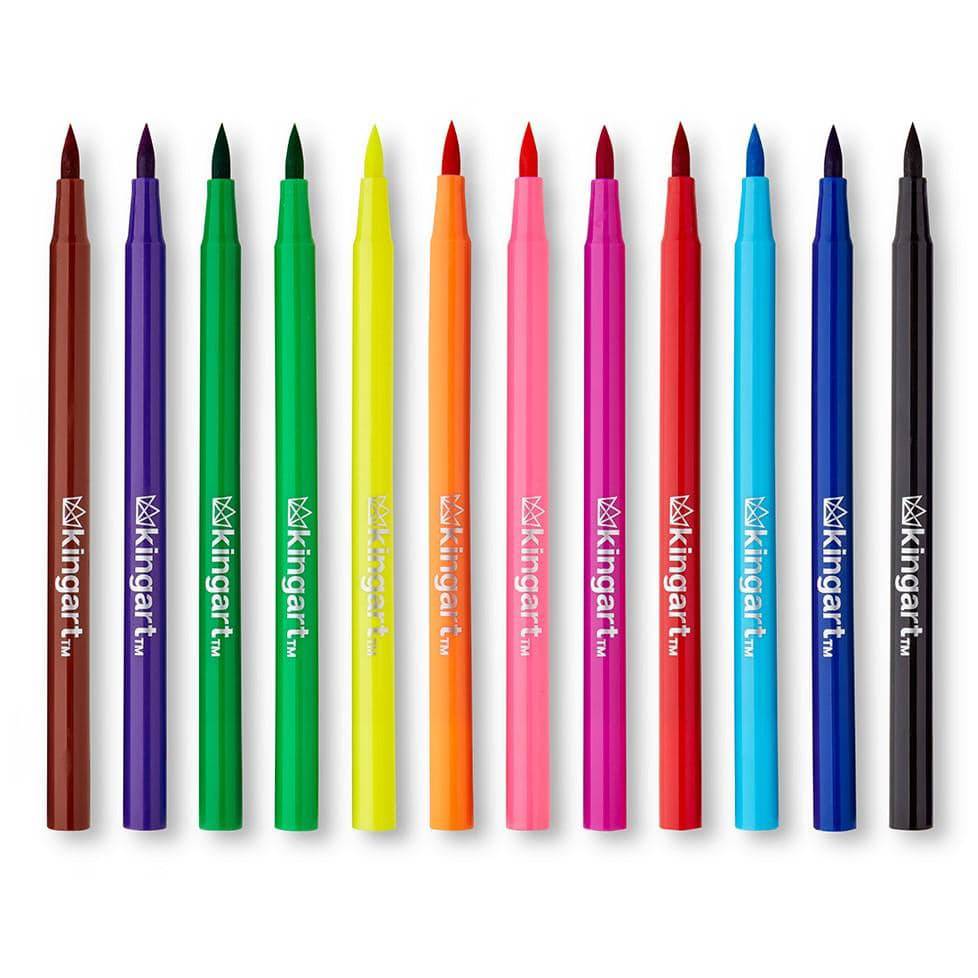 KINGART - Watercolor Brush Tip Markers - 12 Colors