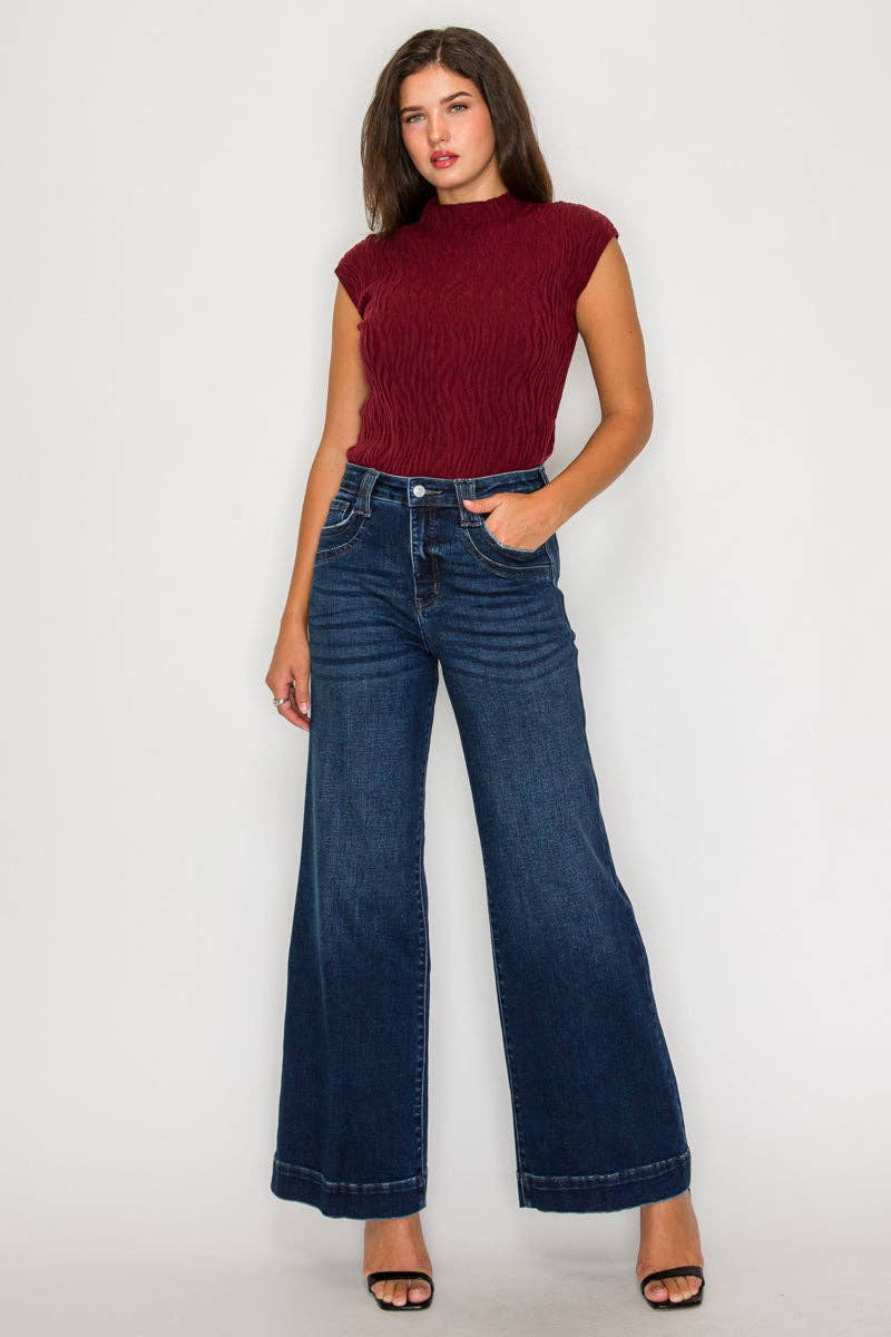 High-Rise Tummy-Control Wide-Leg Jeans