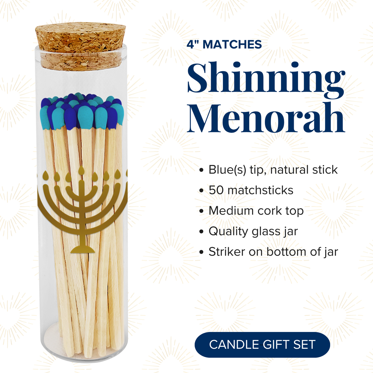 Thankful Greetings - Shining Menorah Decorative Matches - Gifts & Stockings Thankful Greetings