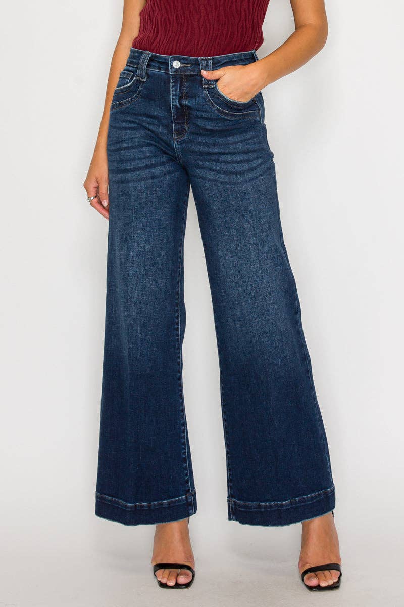 High-Rise Tummy-Control Wide-Leg Jeans