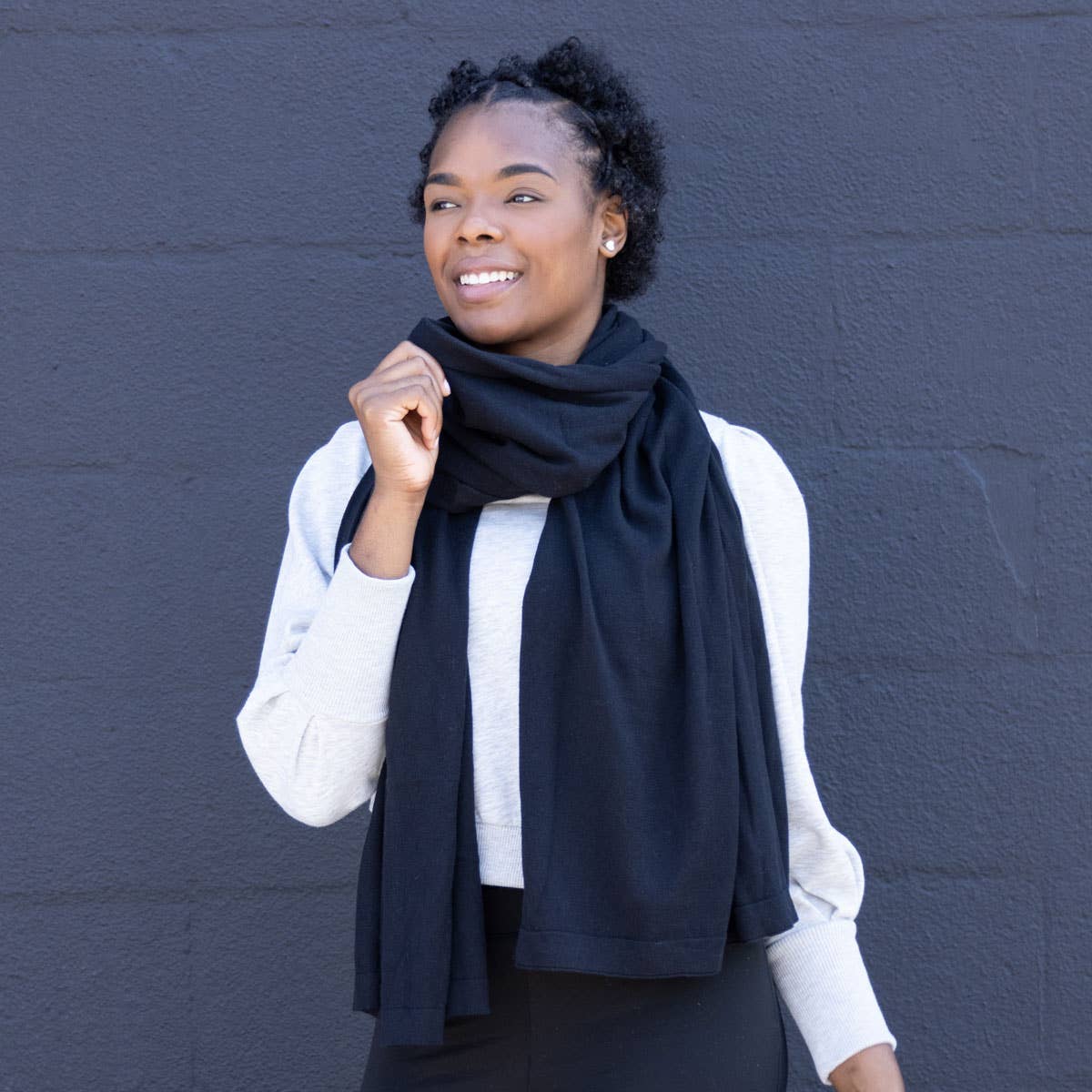 zestt organics - Dreamsoft Organic Cotton Travel Scarf - Black zestt organics