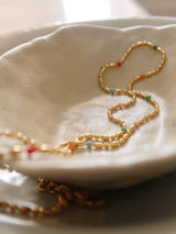 Womens 18K Gold Non-Tarnish Petite Beaded Necklace