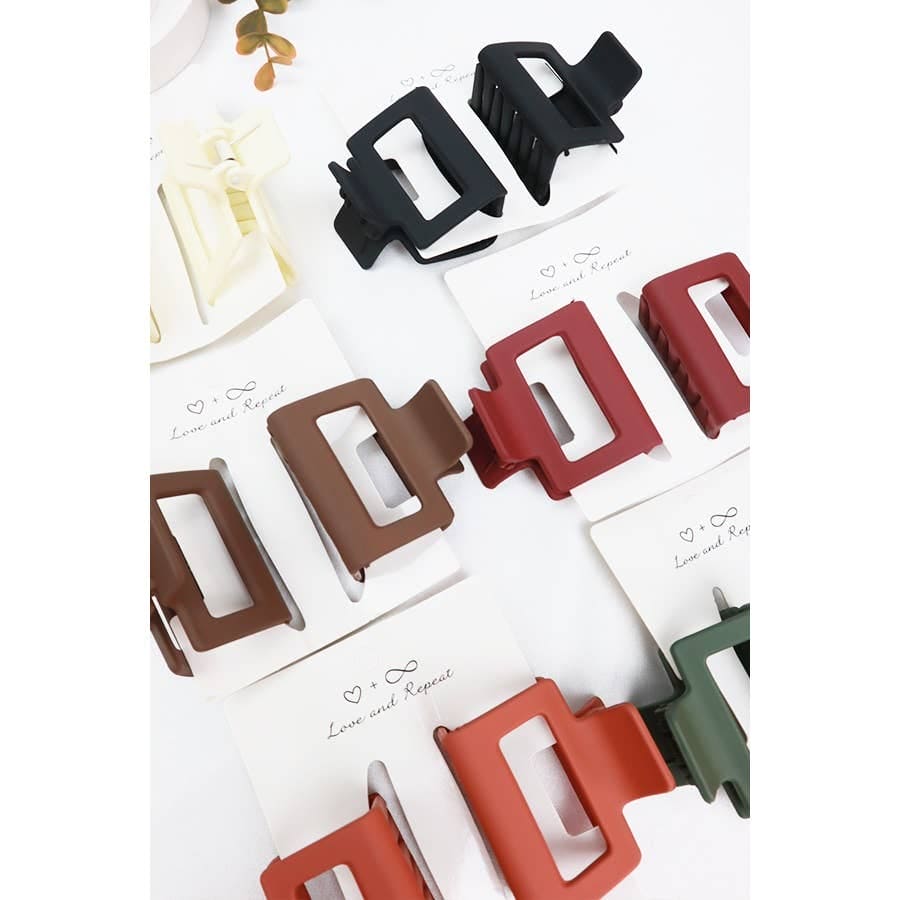 Matt Small Cut Out Rectangle Hair Claw: MIX COLOR Love and Repeat