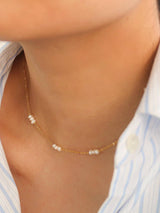 Womens 18K Non-Tarnish Petite Pearl Chokers